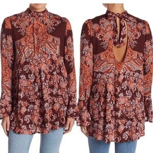 Free People Women's Small Luck
Tunic Red Floral Paisley Boho Hippie Top SM Boho